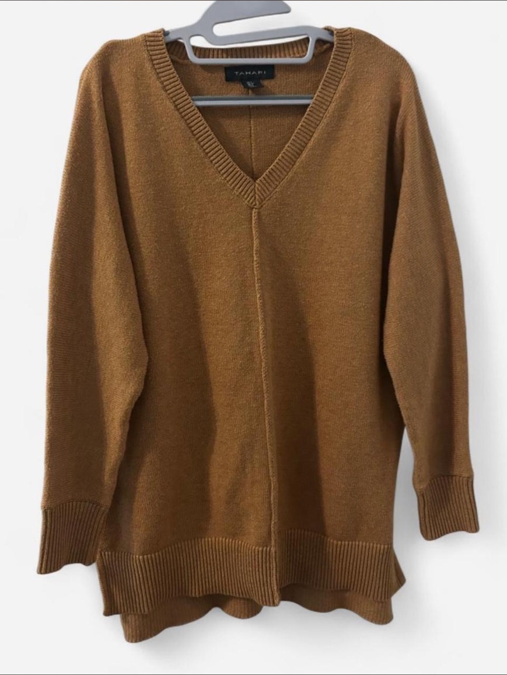 Tahari V-Neck Sweater in Chestnut Brown